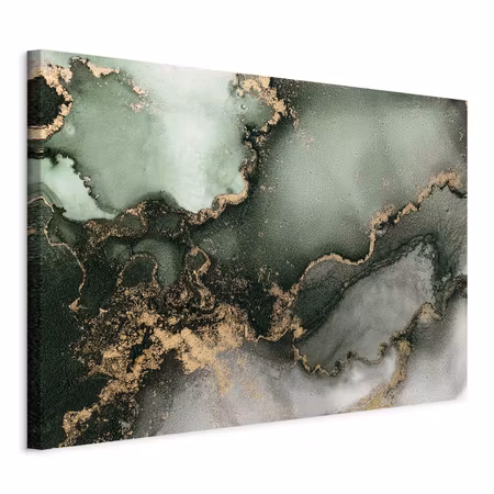 Canvastavla - Green watercolour abstraction by the