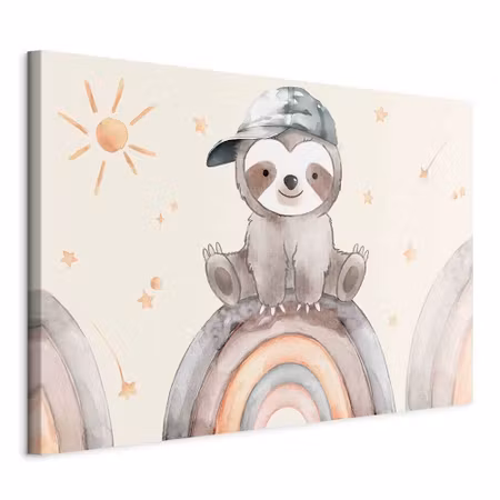 Canvastavla - Happy sloth sloth in subdued colors