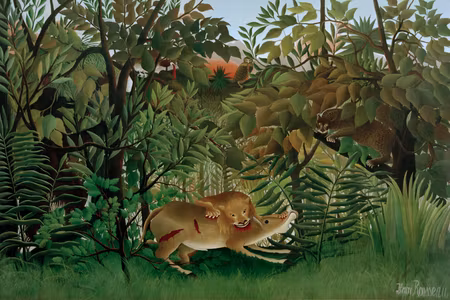 Canvastavla - Henri rousseau le lion ayant faim se