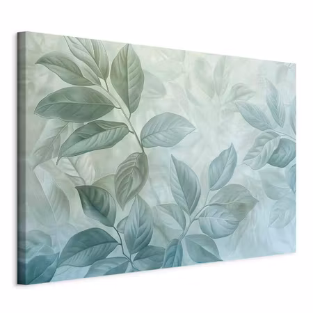 Canvastavla - Large leaves in shades of green mint