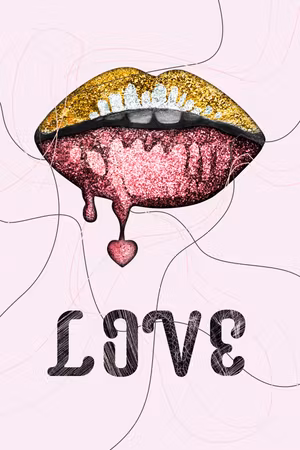 Canvastavla - Liquid lips part vertical