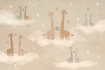 Canvastavla - Love colorful giraffes floating on