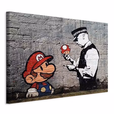 Canvastavla - Mario and cop by banksy
