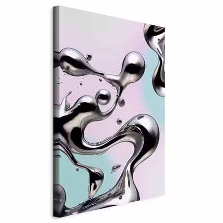 Canvastavla - Metallic fluidity abstract silver on