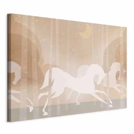 Canvastavla - Moon horses horses galloping among a