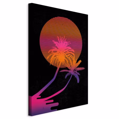 Canvastavla - Palm at sunrise part vertical