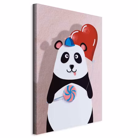 Canvastavla - Panda with a balloon part vertical