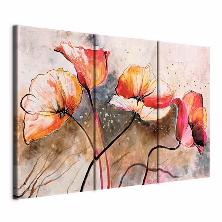Canvastavla - Poppies lashed by the wind