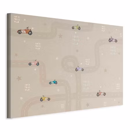 Canvastavla - Race colorful cars on a road on a