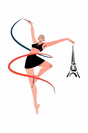 Canvastavla - Rhythmic gymnastics illustration of