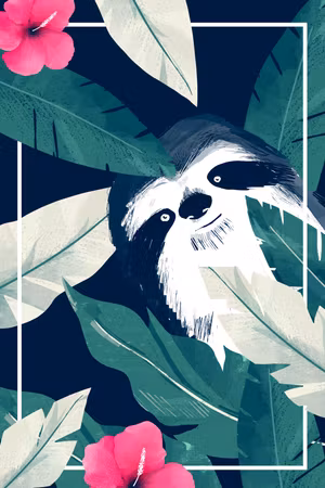 Canvastavla - Sloth in the tropics part vertical