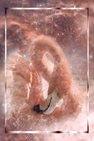 Canvastavla - Space flamingo part vertical