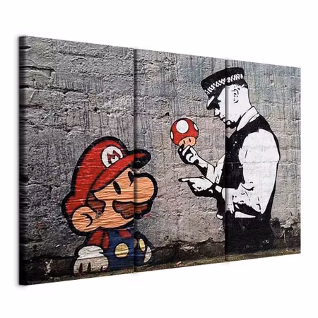 Canvastavla - Super mario mushroom cop by banksy