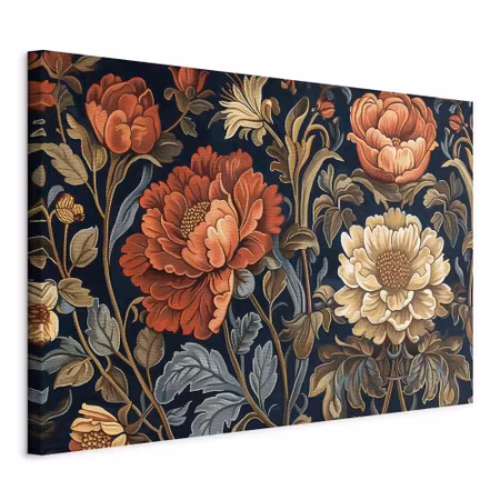 Canvastavla - Tapestry large flowers retro floral