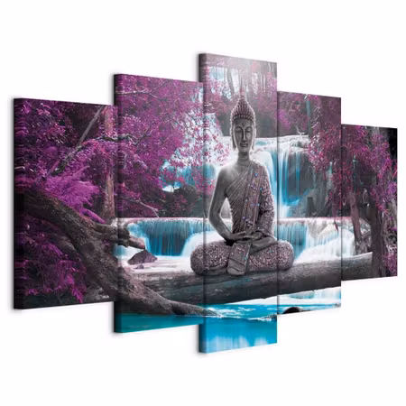 Canvastavla - Waterfall and buddha