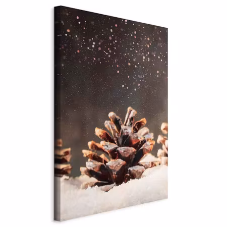Canvastavla - Winter pine cone part vertical
