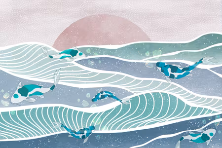 Ljuddämpande tavla - Fish on the Waves