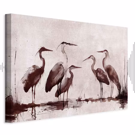 Ljuddämpande tavla - Herons Painted with Ink