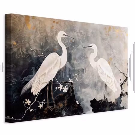 Ljuddämpande tavla - Herons and Cherry Blossoms
