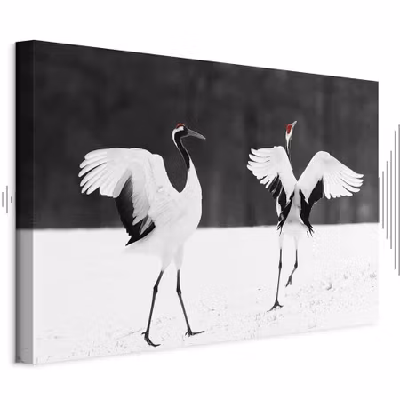 Ljuddämpande tavla - Dancing Cranes Part Wide
