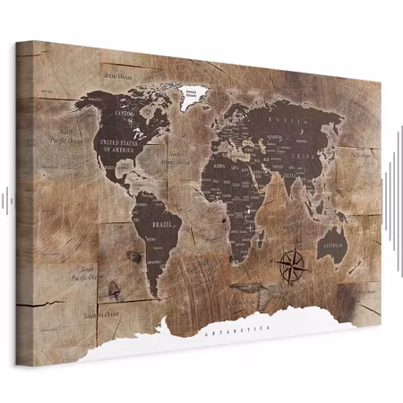 Ljuddämpande tavla - World Map Wooden Mosaic