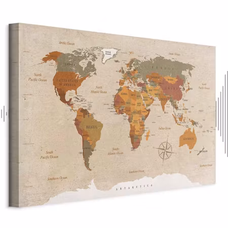 Ljuddämpande tavla - World Map Beige Chic