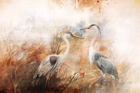 Ljuddämpande tavla - Herons on the Hunt Part Wide