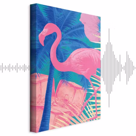 Ljuddämpande tavla - Pink Flamingo Abstract
