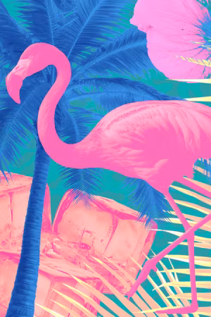 Ljuddämpande tavla - Pink Flamingo Abstract