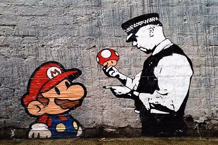 Ljuddämpande tavla - Mario and Cop By Banksy