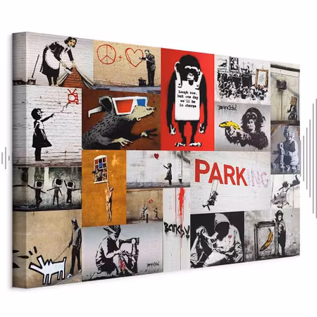 Ljuddämpande tavla - Banksy Collage