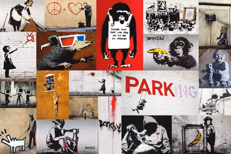 Ljuddämpande tavla - Banksy Collage