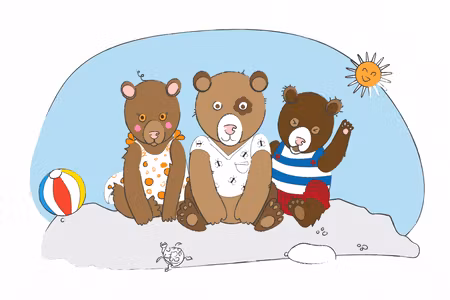 Ljuddämpande tavla - Teddy Bears on the Beach