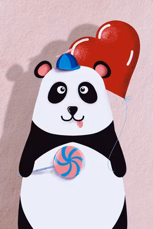 Ljuddämpande tavla - Panda with a Balloon Part