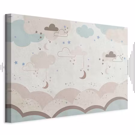 Ljuddämpande tavla - Cloudy Night Sky Moons in