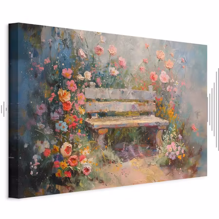 Ljuddämpande tavla - Flowery Bench Impressionist