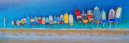 Ljuddämpande tavla - Colourful Boats Part Narrow