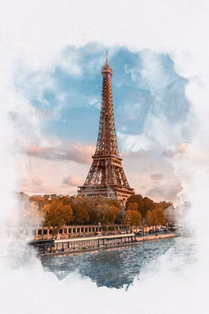 Ljuddämpande tavla - Paris View Part Vertical