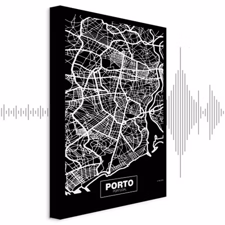 Ljuddämpande tavla - Negative Map Porto Part