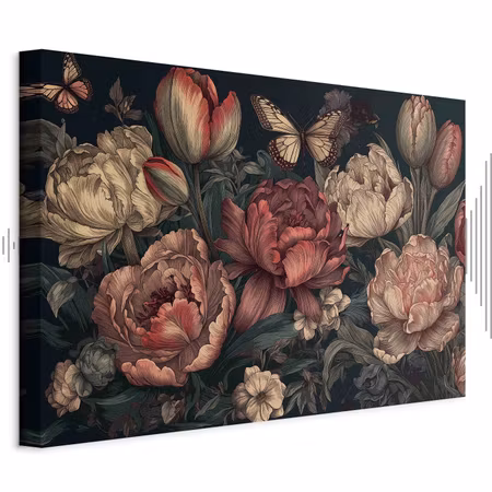 Ljuddämpande tavla - Flowers on a Turquoise