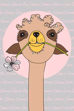 Premium canvastavla - Happy Llama Part Vertical