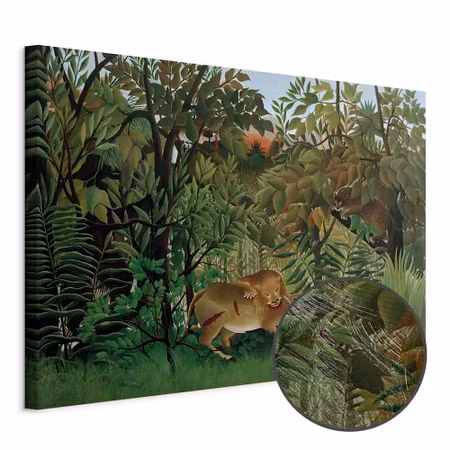 Premium canvastavla - Henri Rousseau le Lion Ayant