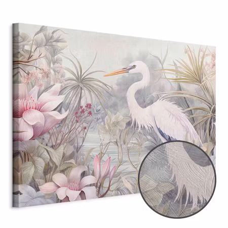 Premium canvastavla - Heron Wading in a Pond -