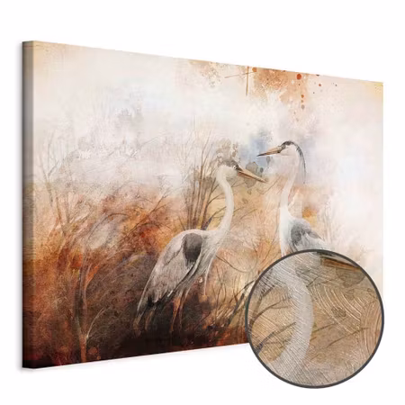 Premium canvastavla - Herons on the Hunt Part Wide