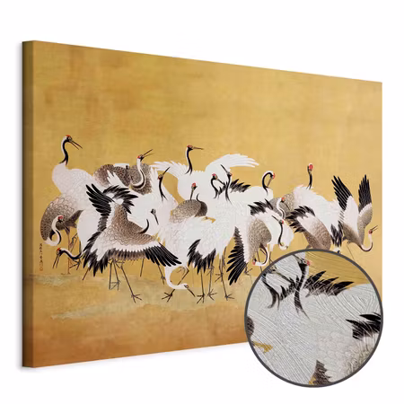 Premium canvastavla - Japanese Cranes - a Flock of