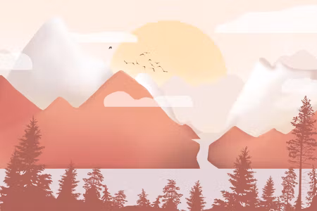 Premium canvastavla - Landscape At Sunset Part