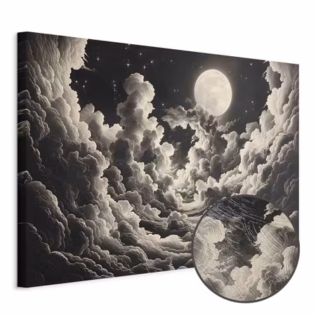 Premium canvastavla - Moon and Stars Singing Among