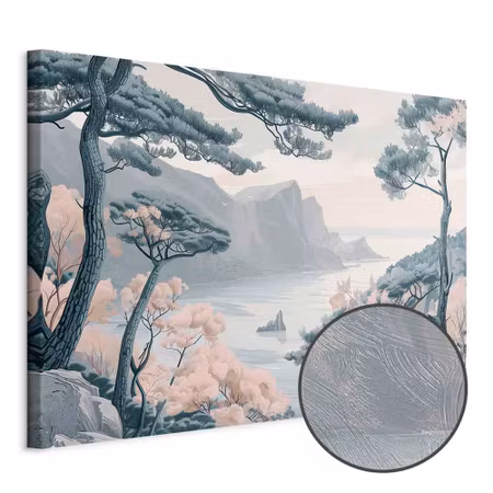 Premium canvastavla - Mountainous Coast with Trees