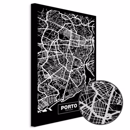 Premium canvastavla - Negative Map Porto Part