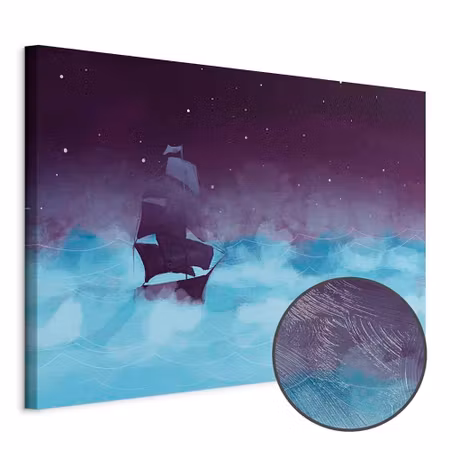 Premium canvastavla - Night Waves Part Wide -